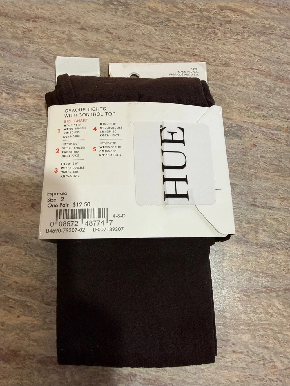 HUE Opaque Brown Control Top Tights